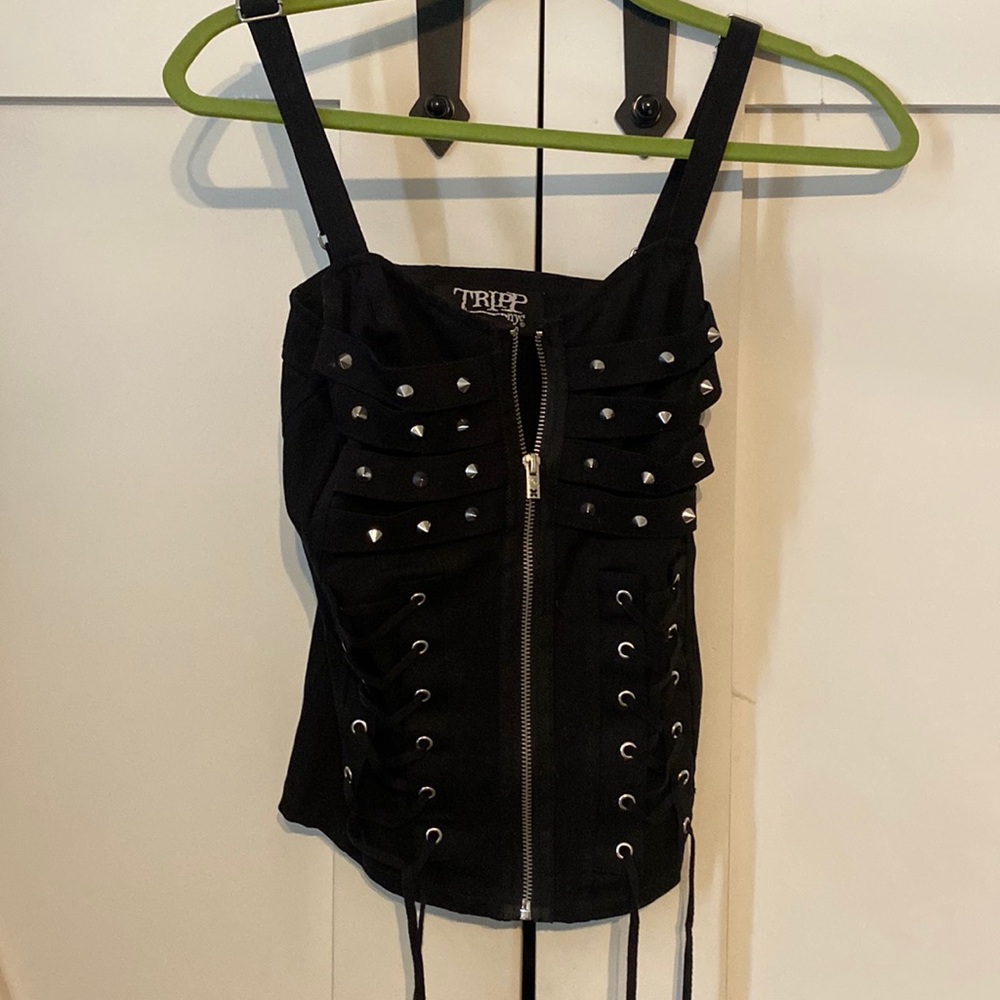 Tripp NYC Studded Zip Up Corset Top